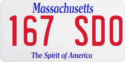 MA license plate 167SD0