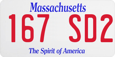 MA license plate 167SD2