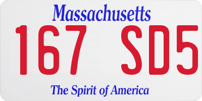 MA license plate 167SD5