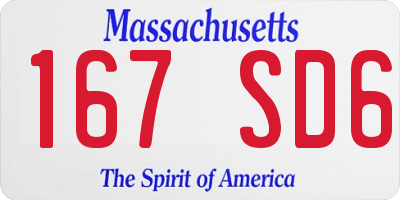 MA license plate 167SD6
