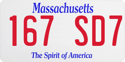 MA license plate 167SD7