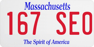 MA license plate 167SE0