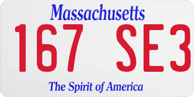 MA license plate 167SE3