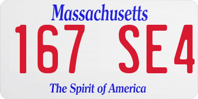 MA license plate 167SE4
