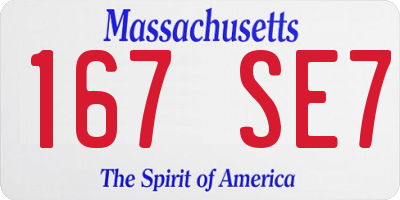 MA license plate 167SE7