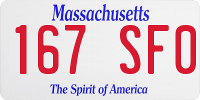 MA license plate 167SF0