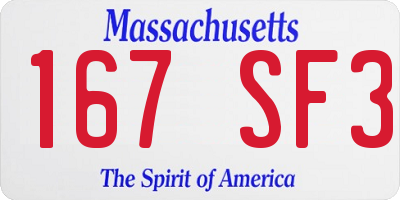 MA license plate 167SF3