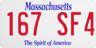 MA license plate 167SF4