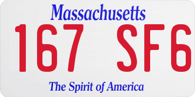 MA license plate 167SF6