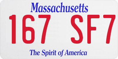 MA license plate 167SF7