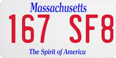 MA license plate 167SF8