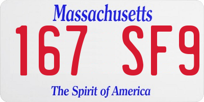 MA license plate 167SF9