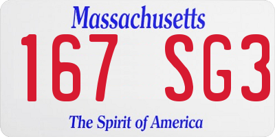 MA license plate 167SG3