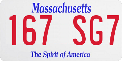 MA license plate 167SG7