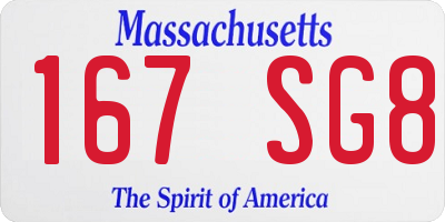 MA license plate 167SG8