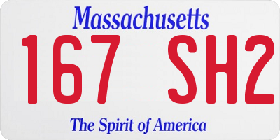 MA license plate 167SH2