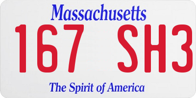 MA license plate 167SH3
