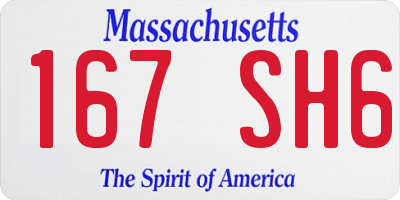 MA license plate 167SH6