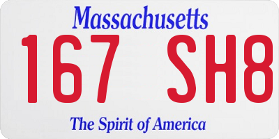 MA license plate 167SH8