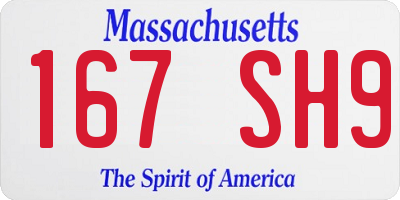 MA license plate 167SH9