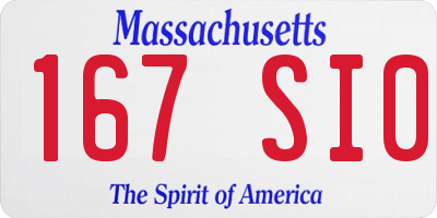 MA license plate 167SI0