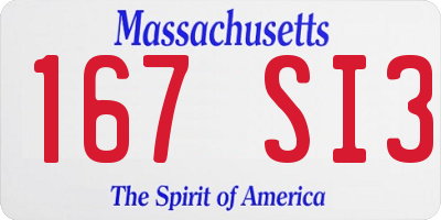 MA license plate 167SI3