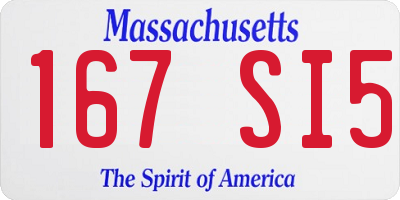 MA license plate 167SI5