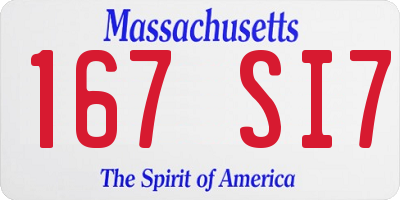 MA license plate 167SI7