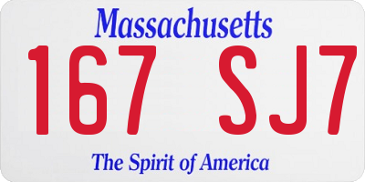 MA license plate 167SJ7