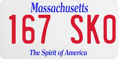 MA license plate 167SK0