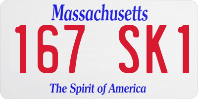 MA license plate 167SK1