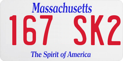 MA license plate 167SK2