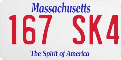 MA license plate 167SK4