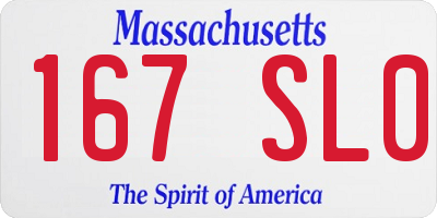 MA license plate 167SL0