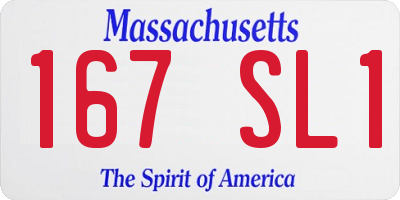 MA license plate 167SL1