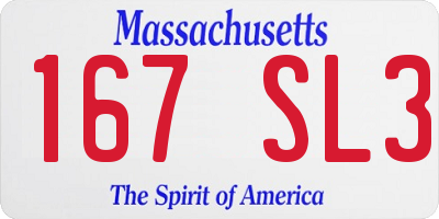 MA license plate 167SL3