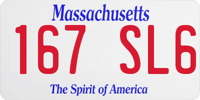 MA license plate 167SL6