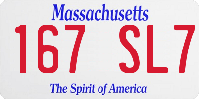 MA license plate 167SL7