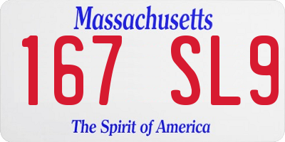 MA license plate 167SL9