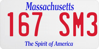 MA license plate 167SM3