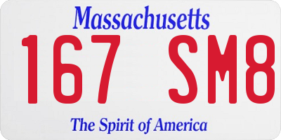 MA license plate 167SM8