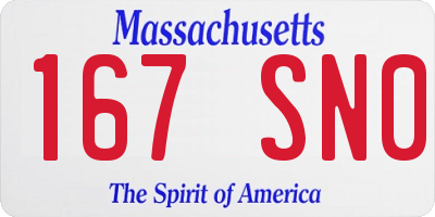 MA license plate 167SN0