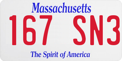 MA license plate 167SN3