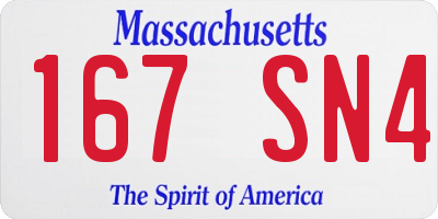 MA license plate 167SN4
