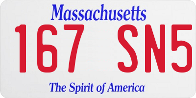 MA license plate 167SN5