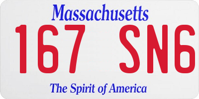 MA license plate 167SN6
