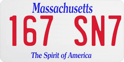 MA license plate 167SN7