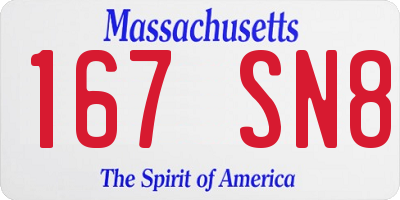 MA license plate 167SN8