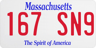 MA license plate 167SN9