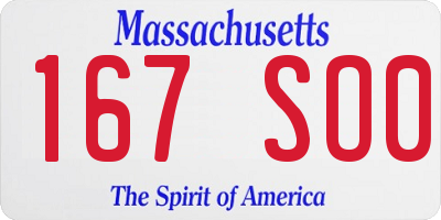 MA license plate 167SO0